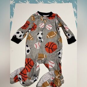Carter’s zip up sports footie pjs 18m basketball soccer